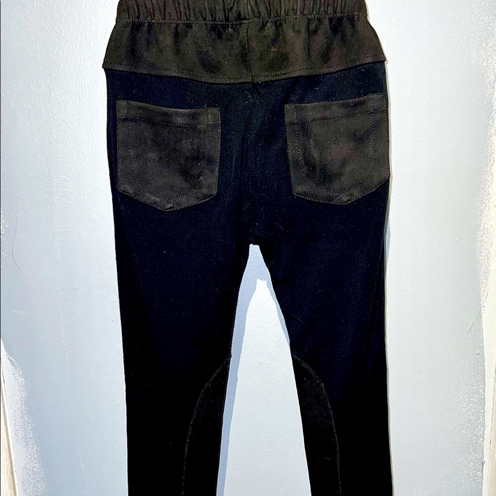 Girls Riding Pants/ Leggings. Black Multi Media (two or more fabric types)